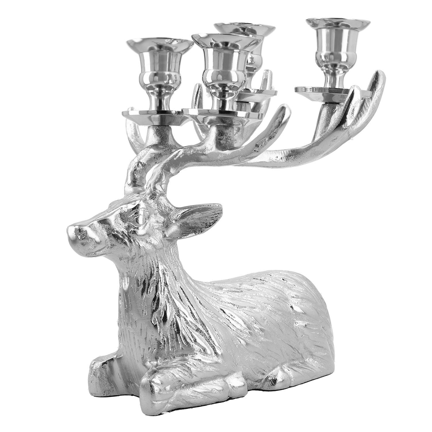 Rentier Figur 4er Kerzenhalter, 23.8x17x25.4cm, silber