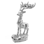 Rentier auf Felsen Figur Teelichthalter, 17x7.5x30.5cm, silber