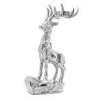 Rentier auf Felsen Figur Teelichthalter, 17x7.5x30.5cm, silber