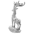 Rentier auf Felsen Figur Teelichthalter, 17x7.5x30.5cm, silber