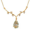 Prasiolith und weißes Zirkon Collier, ca. 45 cm, 925 Silber vergoldet ca. 4,88 ct