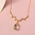 Prasiolith und weißes Zirkon Collier, ca. 45 cm, 925 Silber vergoldet ca. 4,88 ct