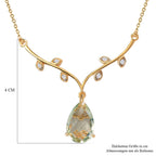 Prasiolith und weißes Zirkon Collier, ca. 45 cm, 925 Silber vergoldet ca. 4,88 ct