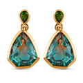 Aqua Terra Costa Quarz Triplett und Chromdiopsid-Ohrhänger, 925 Silber vergoldet, 9,18 ct.