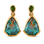 Aqua Terra Costa Quarz Triplett und natürliche Chromdiopsid-Ohrringe, 925 Silber vergoldet ca. 9,18 ct