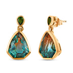 Aqua Terra Costa Quarz Triplett und natürliche Chromdiopsid-Ohrringe, 925 Silber vergoldet ca. 9,18 ct