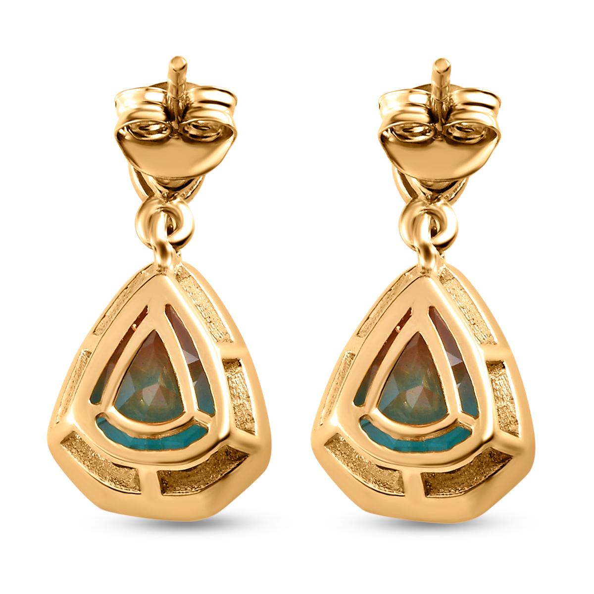 Aqua Terra Costa Quarz Triplett und natürliche Chromdiopsid-Ohrringe, 925 Silber vergoldet ca. 9,18 ct