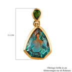 Aqua Terra Costa Quarz Triplett und natürliche Chromdiopsid-Ohrringe, 925 Silber vergoldet ca. 9,18 ct