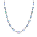 Natürliche, äthiopische Welo Opal und weiße Topas-Halskette, 45 cm - 14,25 ct.