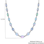 Natürliche, äthiopische Welo Opal Halskette, ca. 45 cm, 925 Silber platiniert ca. 14,25 ct