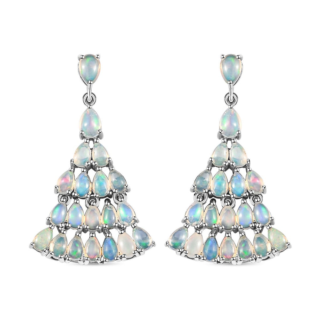Natürliche, äthiopische Welo Opal Ohrringe, 925 Silber platiniert ca. 6.48 ct