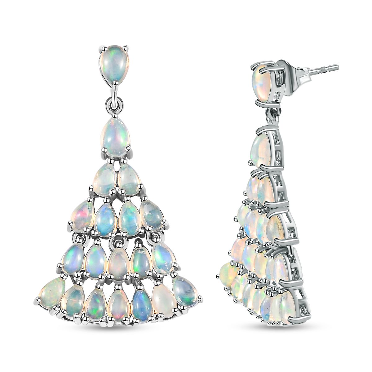 Natürliche, äthiopische Welo Opal Ohrringe, 925 Silber platiniert ca. 6.48 ct