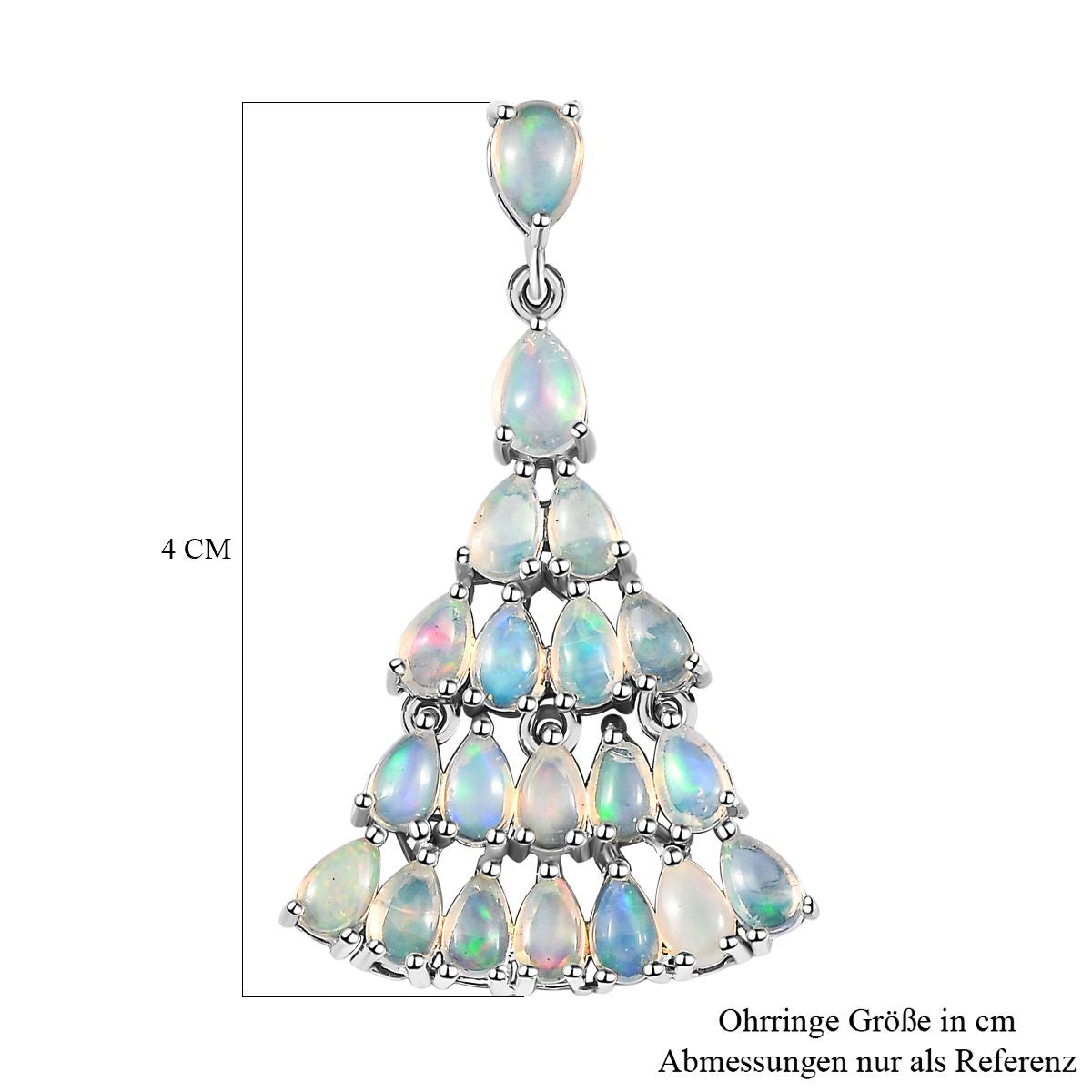 Natürliche, äthiopische Welo Opal Ohrringe, 925 Silber platiniert ca. 6.48 ct
