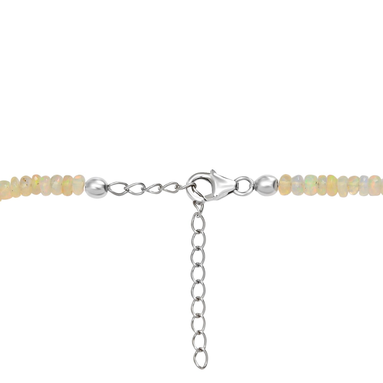 Natürliche, äthiopische Welo Opal Halskette, ca. 45 cm, 925 Silber ca. 40.00 ct