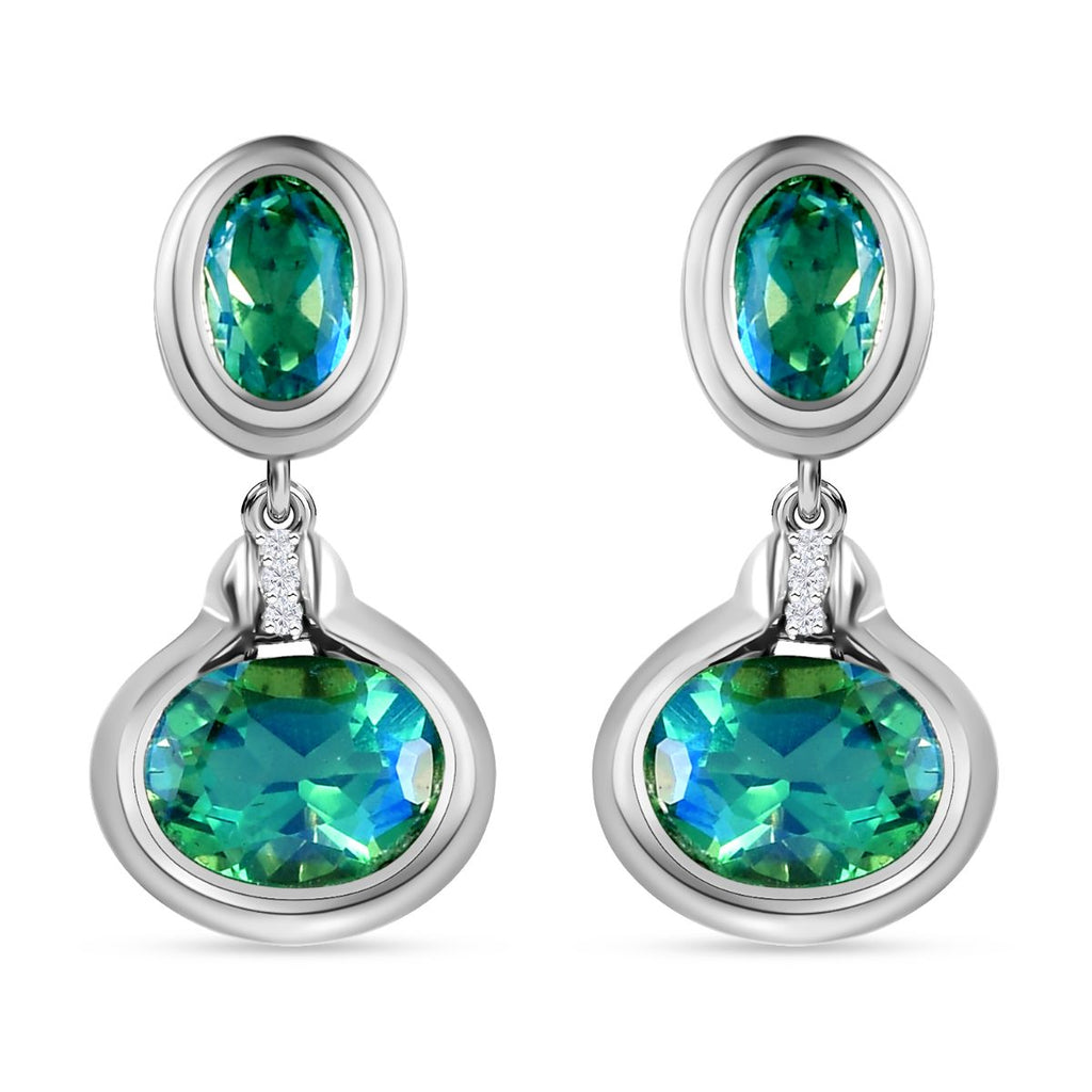 Pfau Triplett Quarz Ohrringe, 925 Silber platiniert ca. 4,29 ct