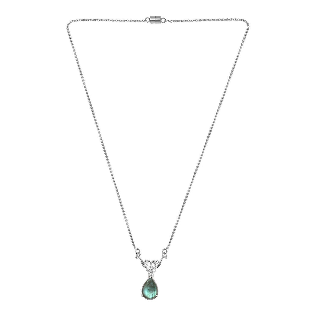 Labradorit Collier, ca. 45 cm, Edelstahl ca. 6,15 ct