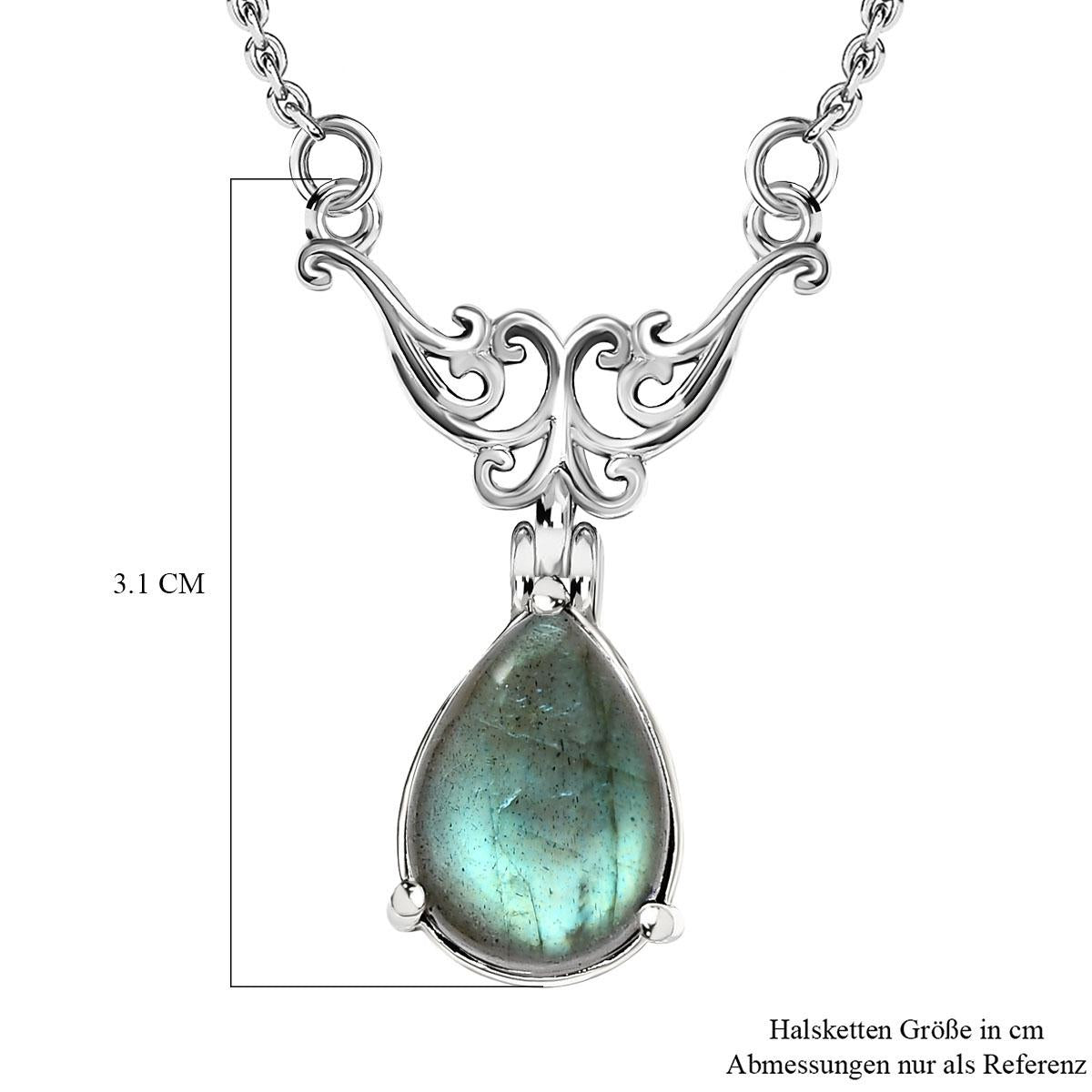 Labradorit Collier, ca. 45 cm, Edelstahl ca. 6,15 ct
