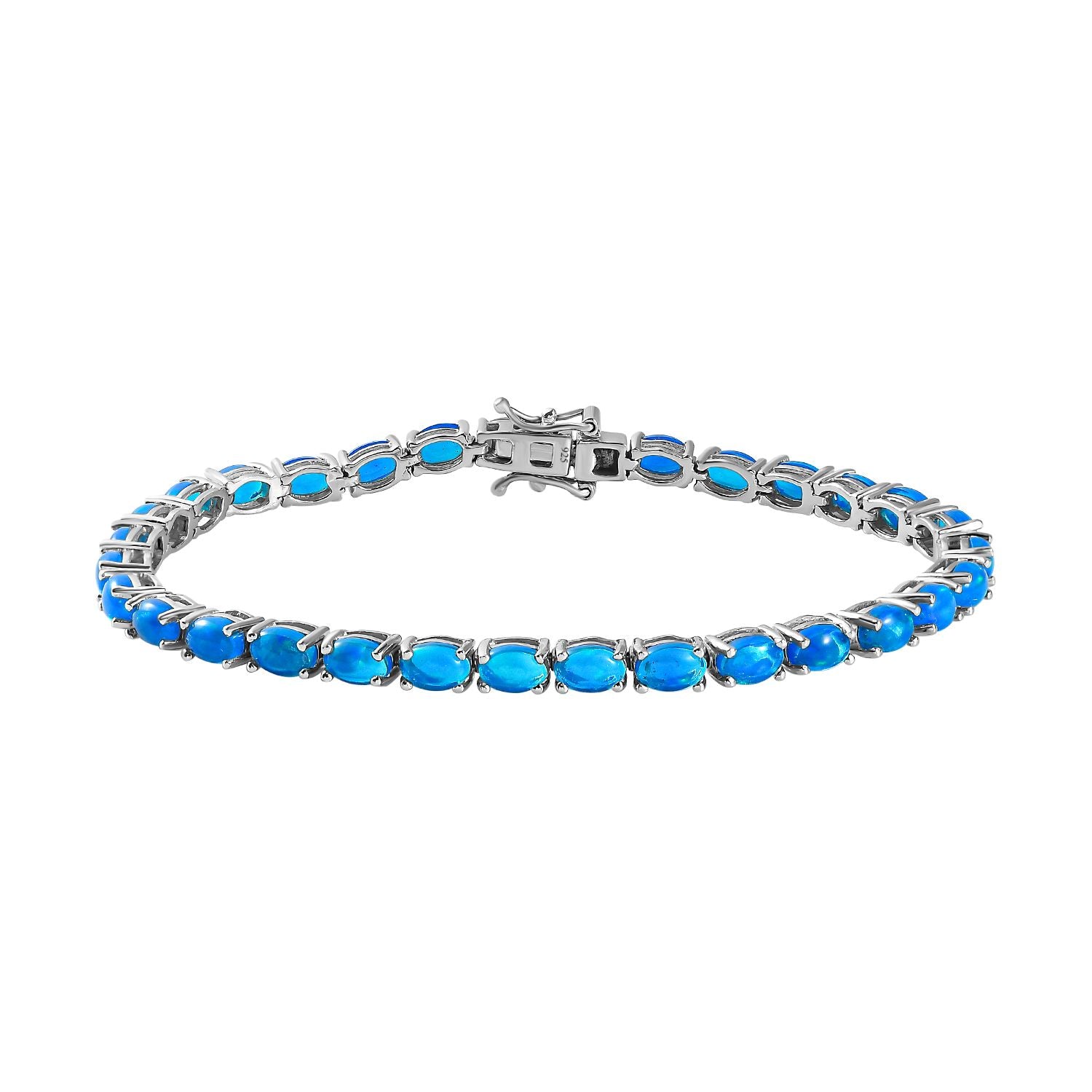 AA Miami blaues Welo Opal Armband, ca. 20 cm, 925 Silber platiniert ca. 8,37 ct