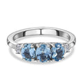 Santamaria Aquamarin und weißer Diamant Ring, 925 Silber platiniert (Größe 20.00) ca. 0,97 ct