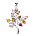 Natürlicher Mehrfach-Turmalin Baum-Anhänger, 925 Silber platiniert, 1,41 ct.