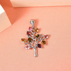 Natürlicher Mehrfach-Turmalin Anhänger, 925 Silber platiniert ca. 1,41 ct