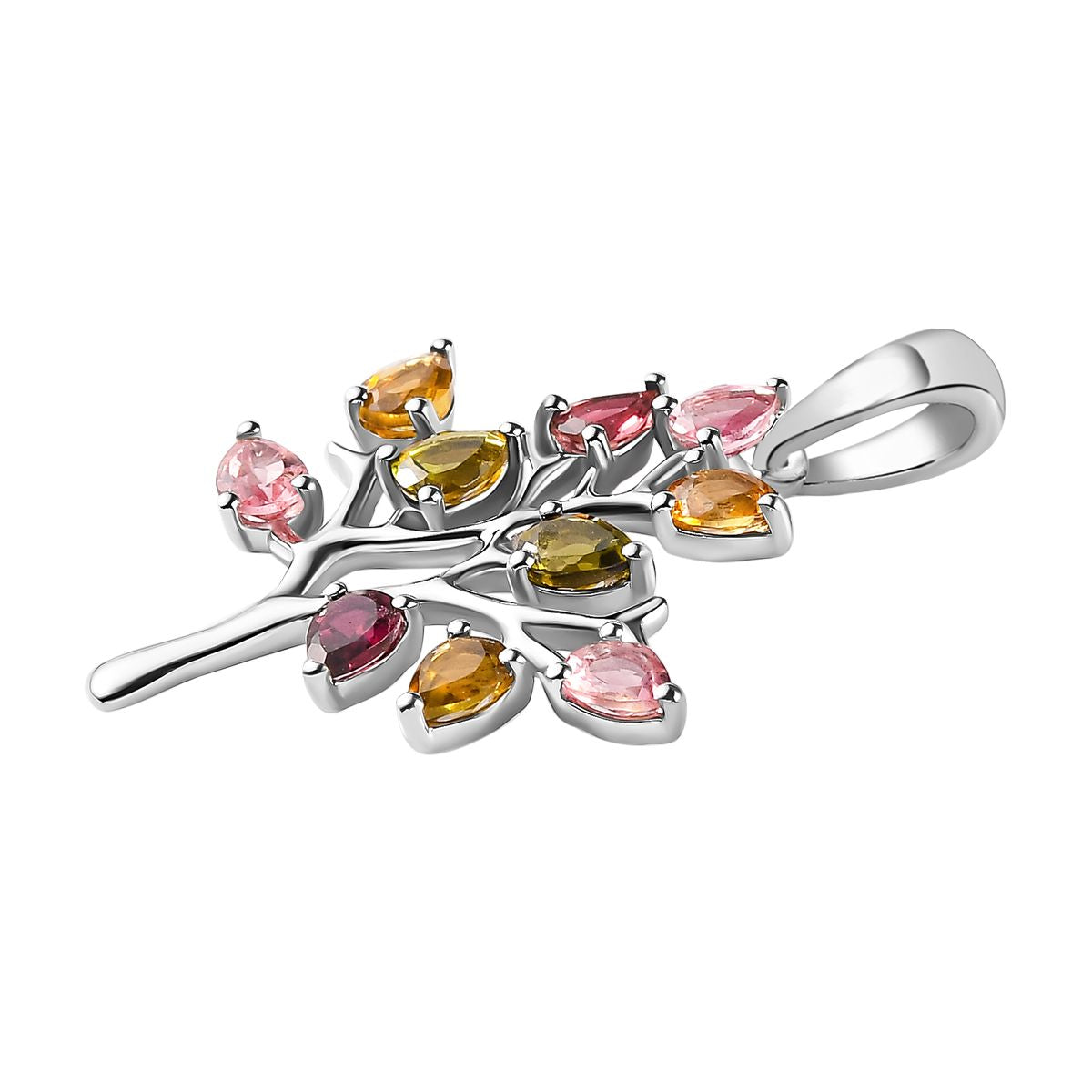 Natürlicher Mehrfach-Turmalin Anhänger, 925 Silber platiniert ca. 1,41 ct