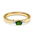 Natürlicher Chromdiopsid und weißer Zirkon-Ring, 925 Silber vergoldet (Größe 17.00) ca. 0,59 ct