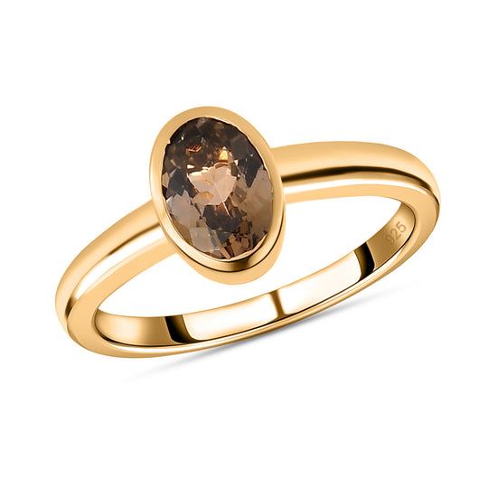 AA Natürlicher goldener Tansanit-Ring, 925 Silber Gelbgold Vermeil (Größe 19.00) ca. 0.75 ct