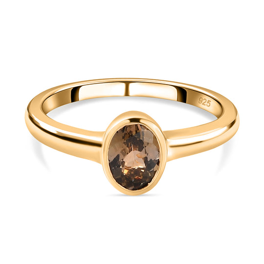 AA Natürlicher goldener Tansanit-Ring, 925 Silber Gelbgold Vermeil (Größe 19.00) ca. 0.75 ct