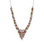 Natürliches mehrfarbiges Turmalin Collier, ca. 45 cm, 925 Silber platiniert, ca. 11.67 ct