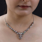 Natürliches mehrfarbiges Turmalin Collier, ca. 45 cm, 925 Silber platiniert, ca. 11.67 ct