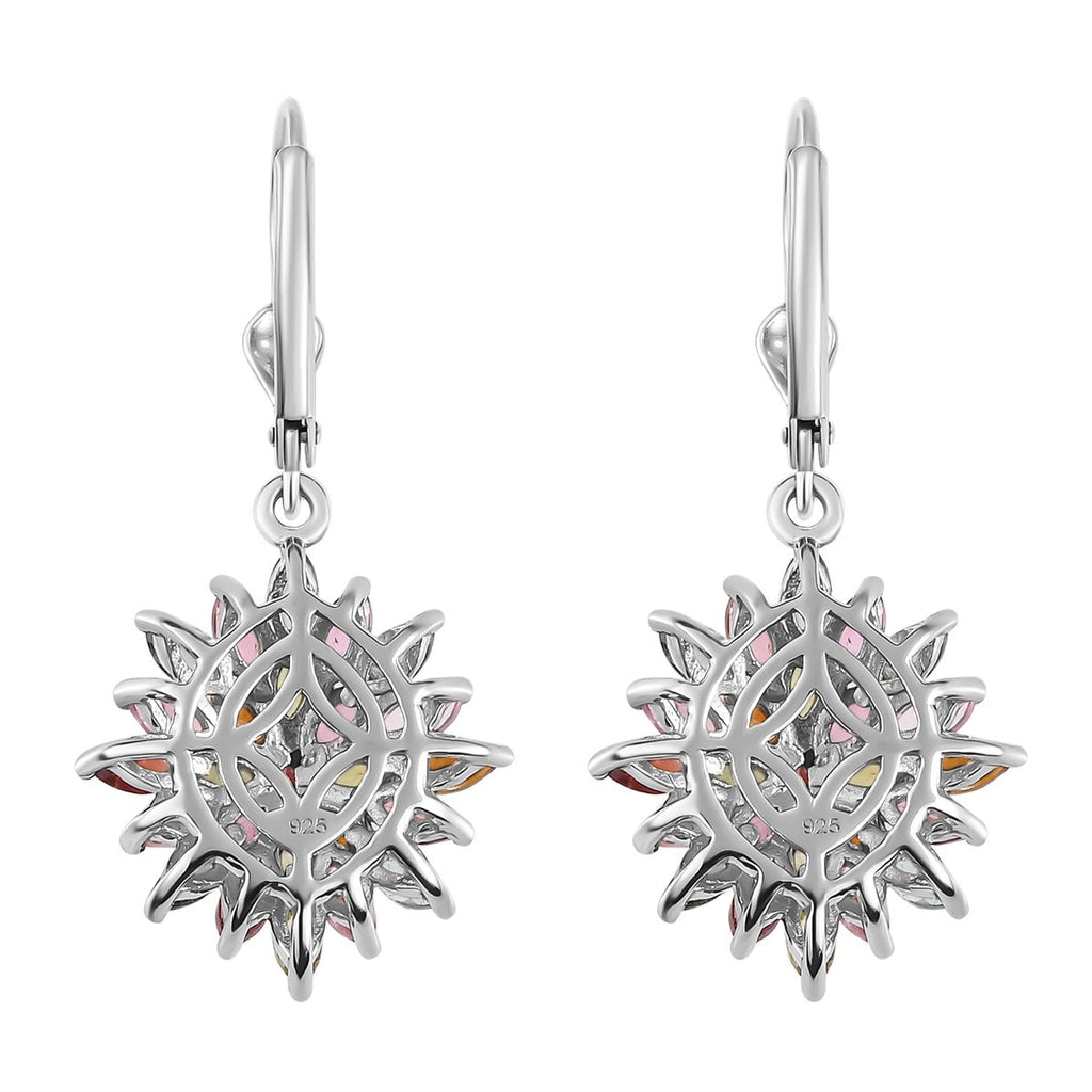 Natürliche Mehrfach-Turmalin Ohrringe, 925 Silber platiniert ca. 4,00 ct
