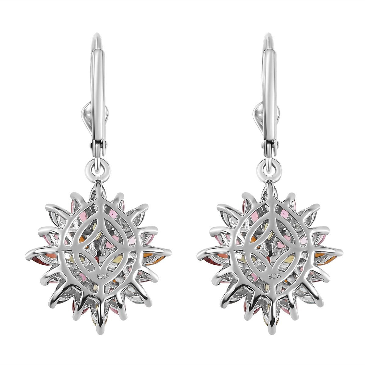 Natürliche Mehrfach-Turmalin Ohrringe, 925 Silber platiniert ca. 4,00 ct