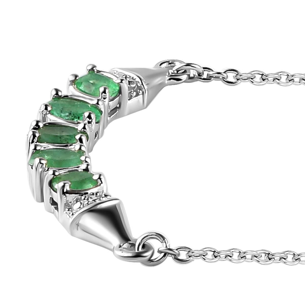 Kagem sambische Smaragd Halskette, ca. 45 cm, 925 Silber platiniert ca. 0.90 ct