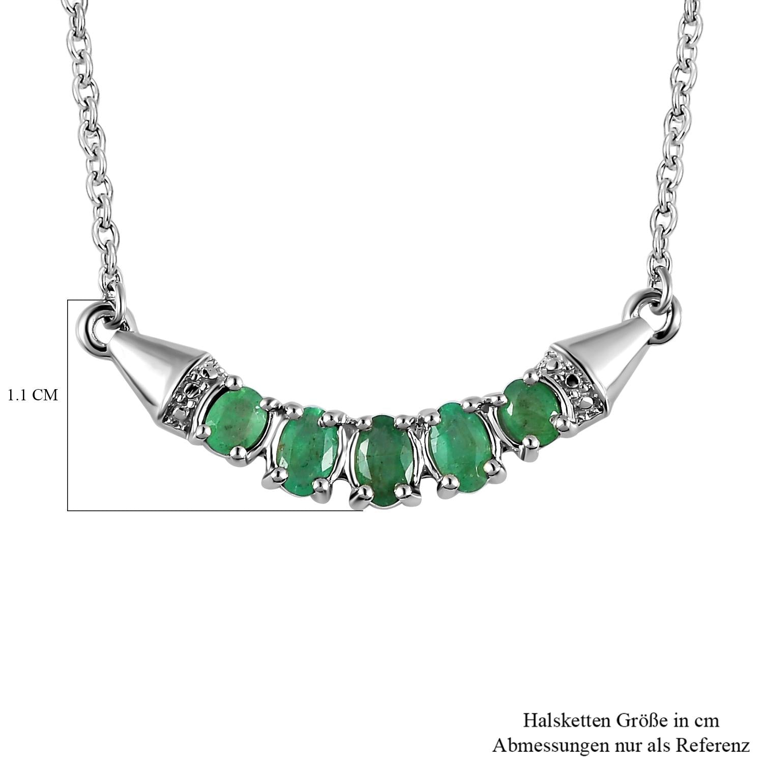 Kagem sambische Smaragd Halskette, ca. 45 cm, 925 Silber platiniert ca. 0.90 ct