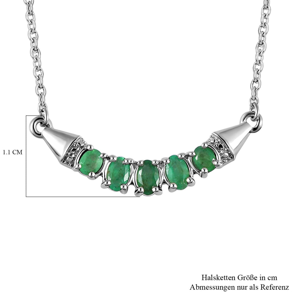 Kagem sambische Smaragd Halskette, ca. 45 cm, 925 Silber platiniert ca. 0.90 ct