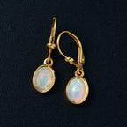 Natürliche, äthiopische Welo Opal Ohrringe, 925 Silber vergoldet ca. 1.58 ct