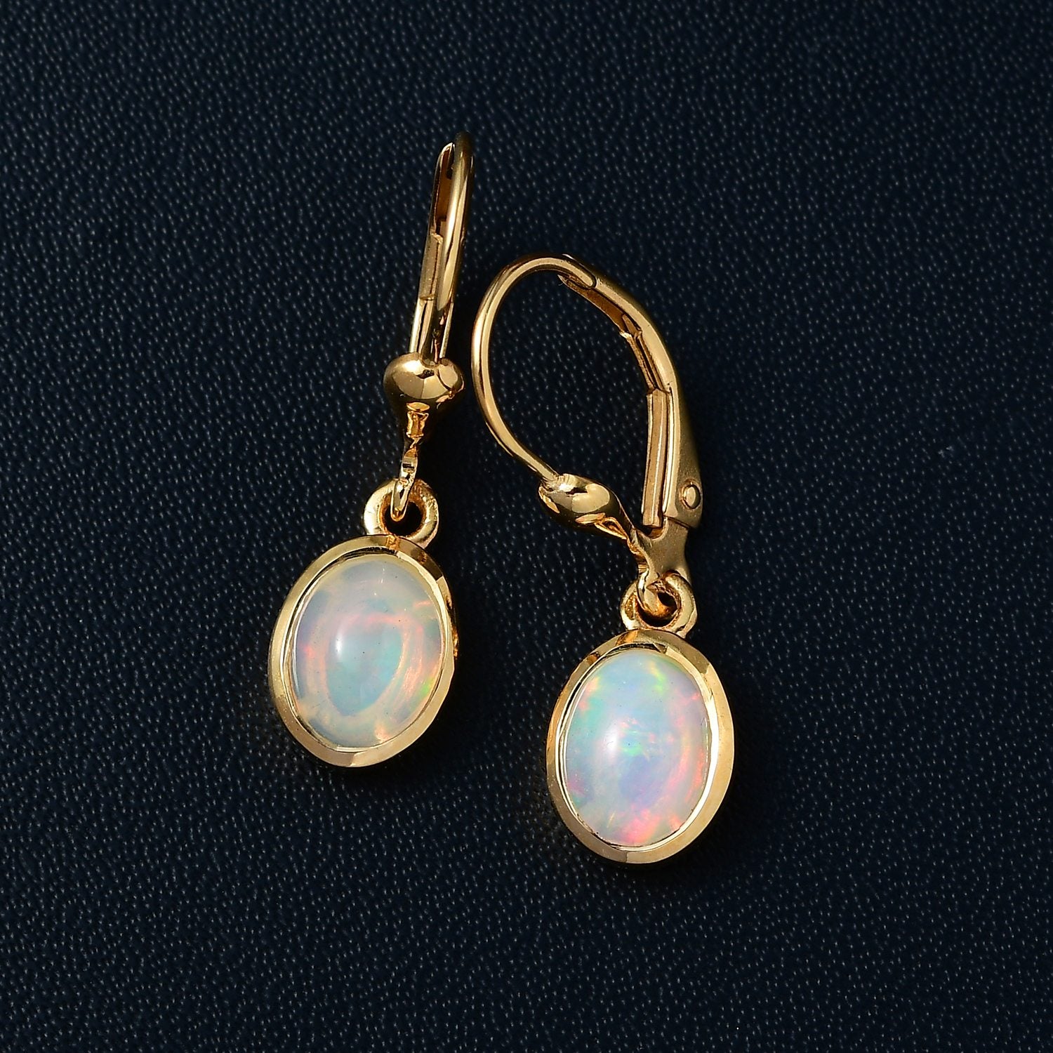 Natürliche, äthiopische Welo Opal Ohrringe, 925 Silber vergoldet ca. 1.58 ct