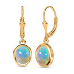 Natürliche, äthiopische Welo Opal Ohrringe, 925 Silber vergoldet ca. 1.58 ct