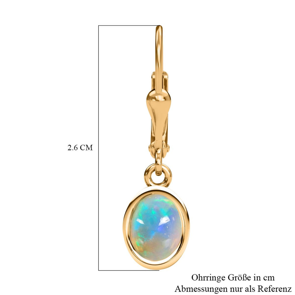 Natürliche, äthiopische Welo Opal Ohrringe, 925 Silber vergoldet ca. 1.58 ct