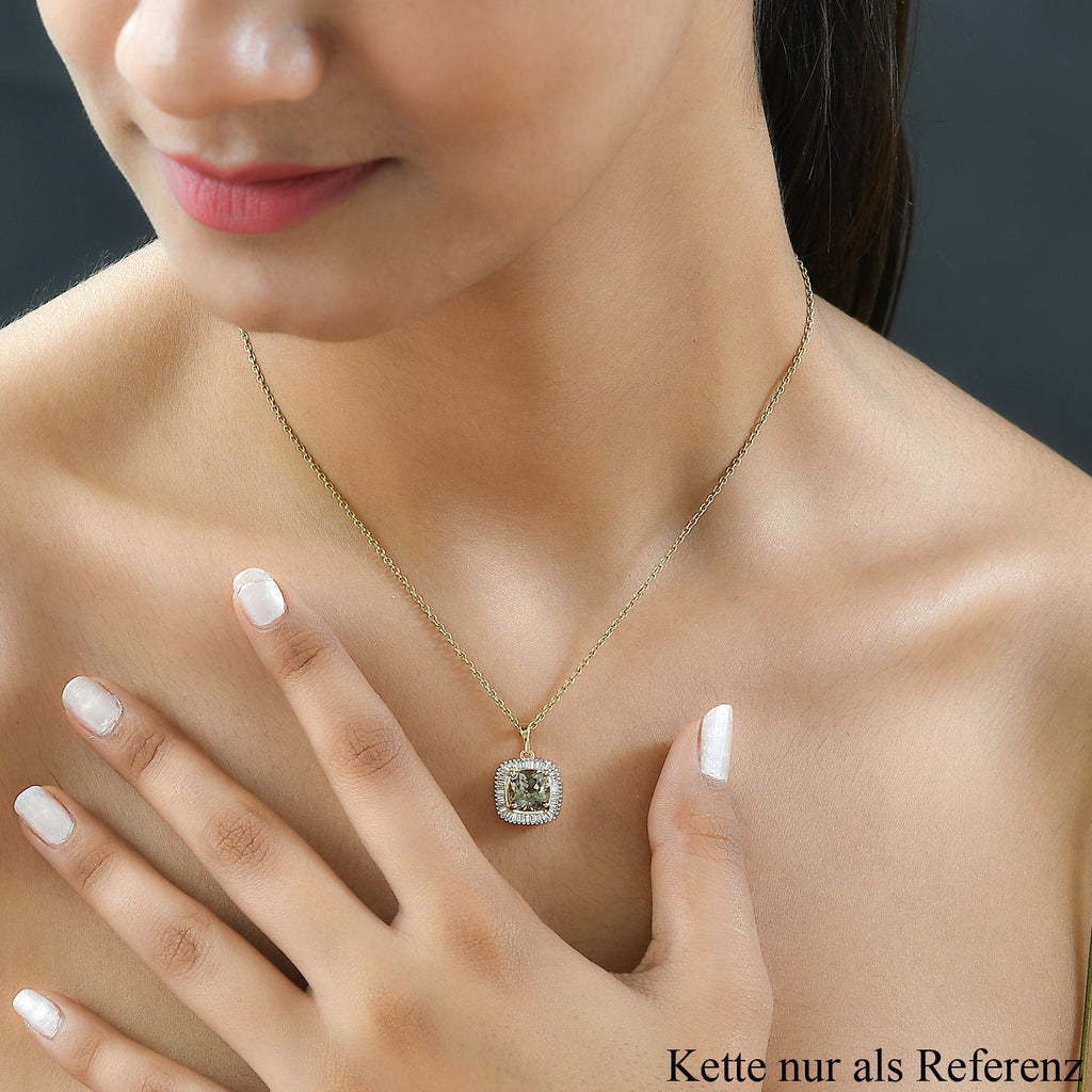 ILIANA AAA Turkizit und weißer Diamant SI G-H Anhänger, 750 Gelbgold ca. 2.66 ct
