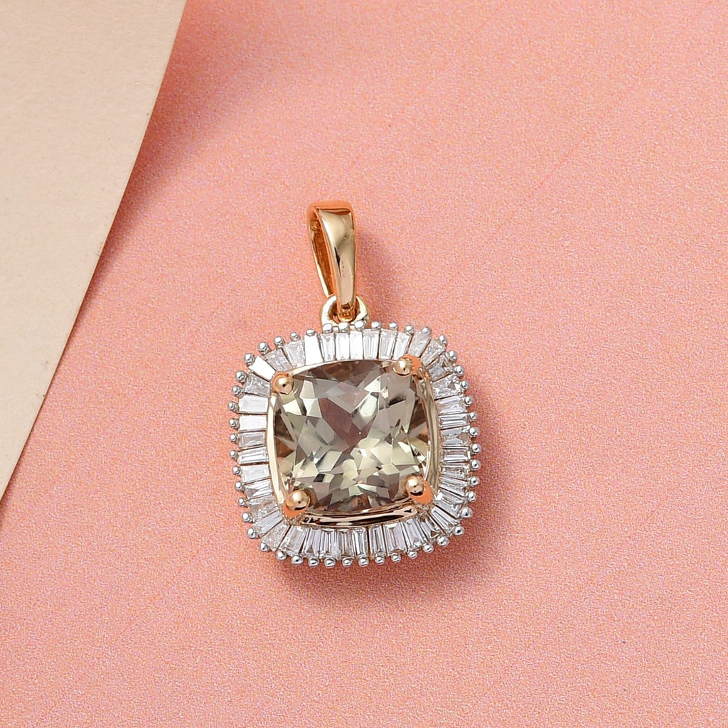 ILIANA AAA Turkizit und weißer Diamant SI G-H Anhänger, 750 Gelbgold ca. 2.66 ct