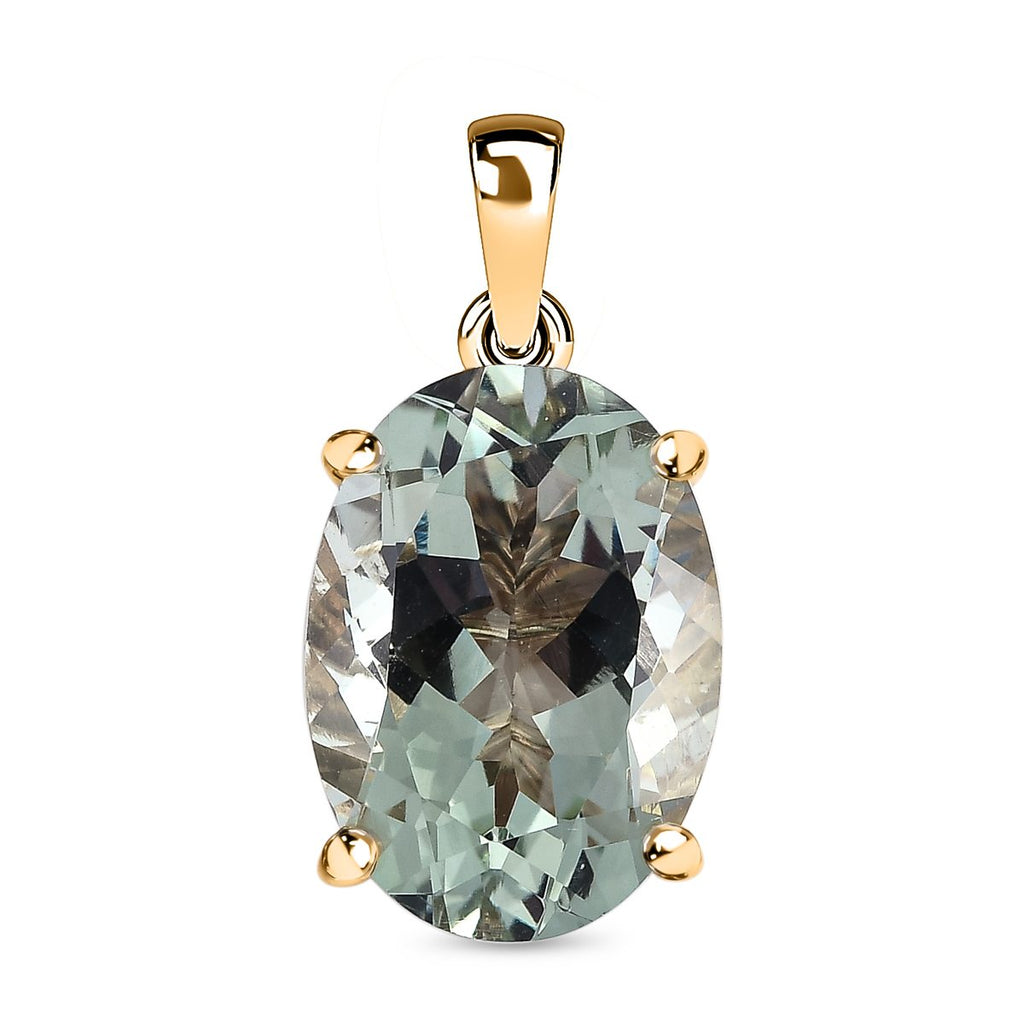 Prasiolith Anhänger, 925 Silber vergoldet ca. 5,54 ct