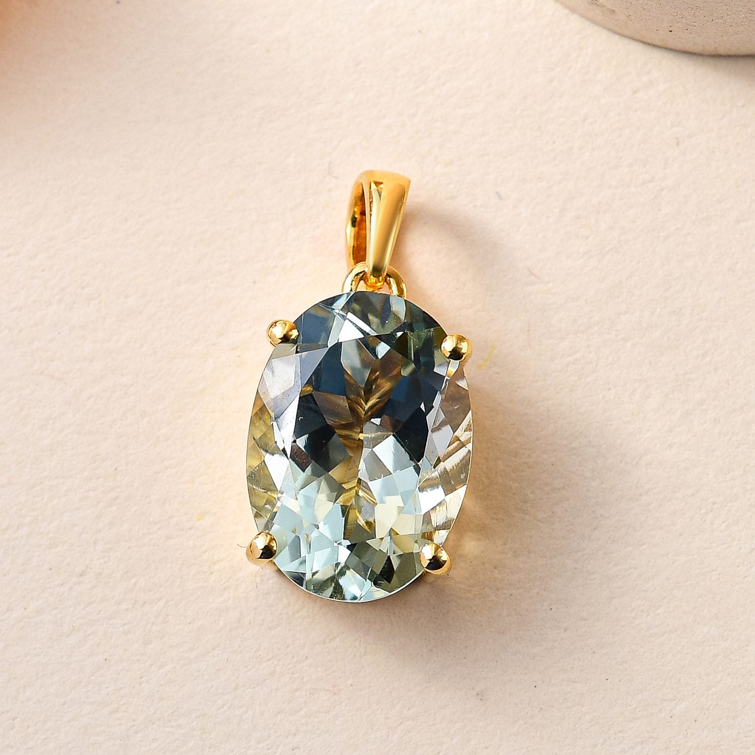 Prasiolith Anhänger, 925 Silber vergoldet ca. 5,54 ct