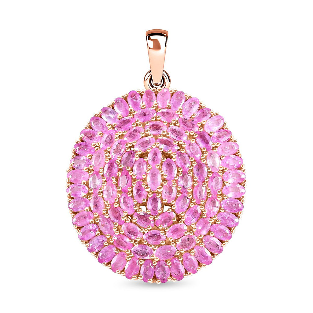 Ilakaka Rosa Saphir Anhänger, 925 Silber Roségold Vermeil ca. 30,86 ct