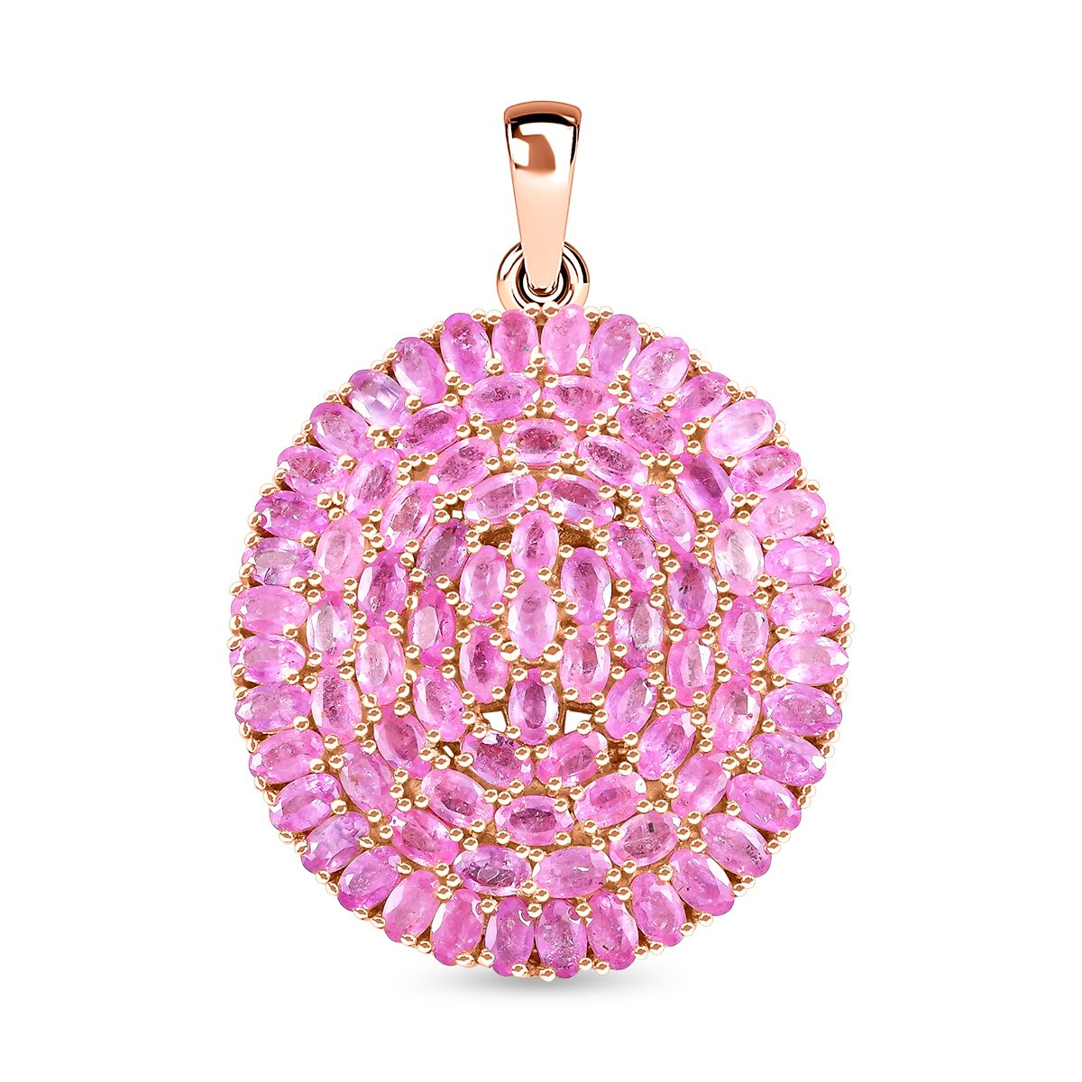 Ilakaka Rosa Saphir Anhänger, 925 Silber Roségold Vermeil ca. 30,86 ct
