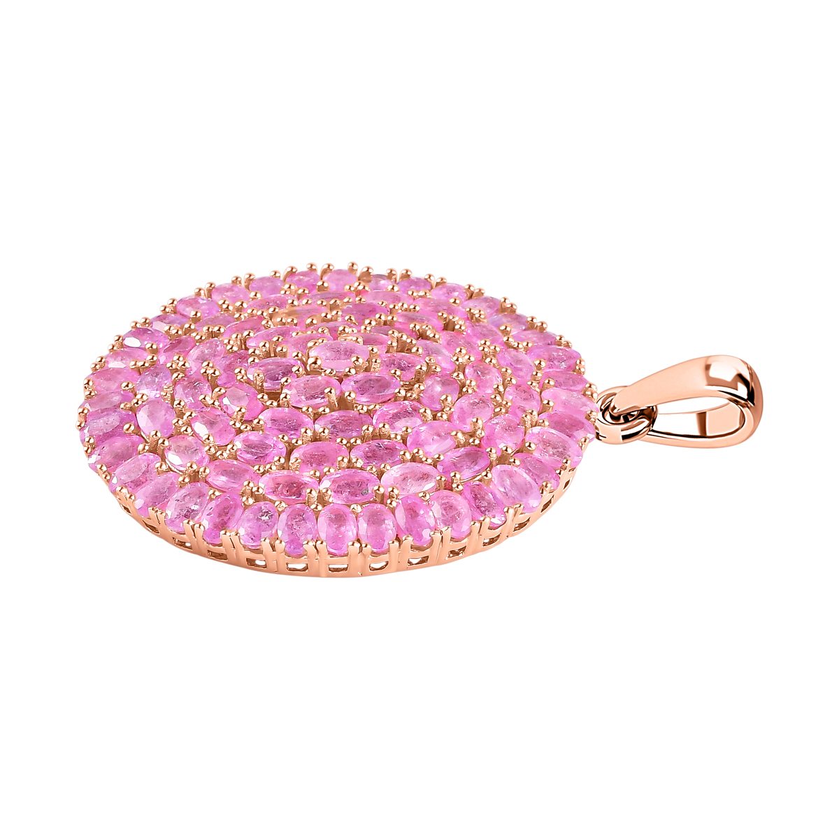 Ilakaka Rosa Saphir Anhänger, 925 Silber Roségold Vermeil ca. 30,86 ct