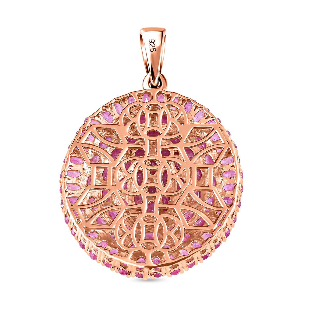 Ilakaka Rosa Saphir Anhänger, 925 Silber Roségold Vermeil ca. 30,86 ct