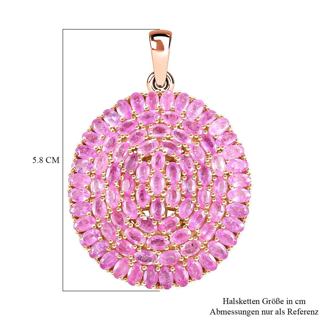 Ilakaka Rosa Saphir Anhänger, 925 Silber Roségold Vermeil ca. 30,86 ct