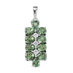 Natürlicher, grüner Apatit und weißer Zirkon-Anhänger, 925 Silber platiniert ca. 3.96 ct